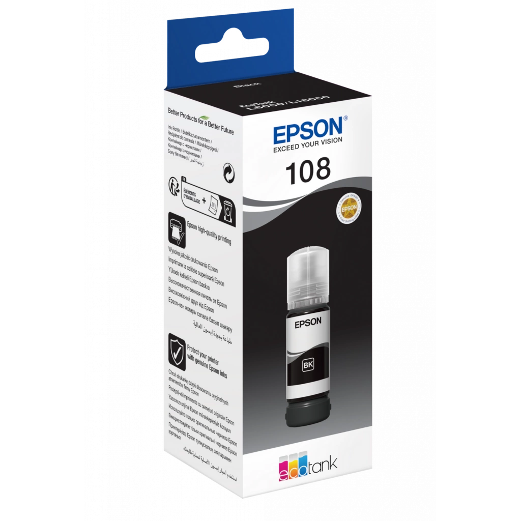 Cerneala originala EPSON 108 EcoTank, flacon 70 ml, Black - imagine 3